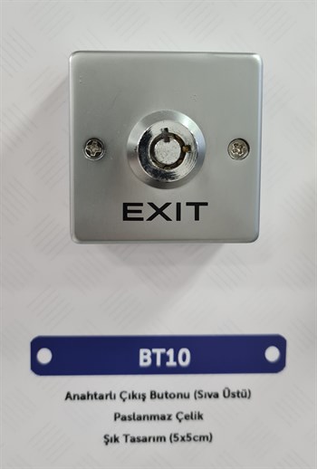 BT10 Anahtarlı METAL KASA Kapı Butonu Sıva Üstü Kullanım