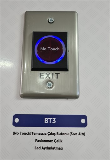 BT3 Temassız No Touch Kapı Açma Butonu Sıva Altı Led Işıklı
